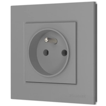 Gniazdo pojedyncze z ramką seria Bella kolor popiel mat