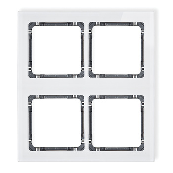 Ramka modułowa 4 krotna 2 poziom, 2 pion - efekt szkła ramka biała; spód grafitowy Karlik seria DECO 0-11-DRSM-2x2 kolor biały