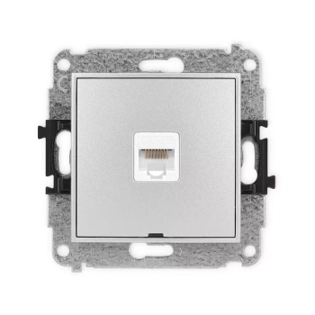 Mechanizm gniazda komputerowego pojedynczego 1xRJ45, kat. 5e, 8-stykowy, bez pola opisowego Karlik seria MINI 7MGKBO-1 kolor srebrny metalik