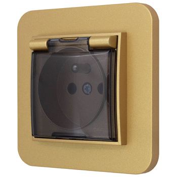 Gniazdo hermetyczne z ramką zaokrągloną seria MINI kolor złoty