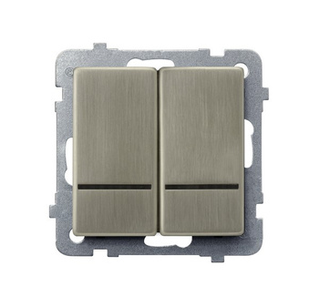 Łącznik dwugrupowy świecznikowy z podświetleniem niebieskim seria SONATA NOWE SREBRO kolor Nowe srebro symbol ŁP-2RMS/m/44