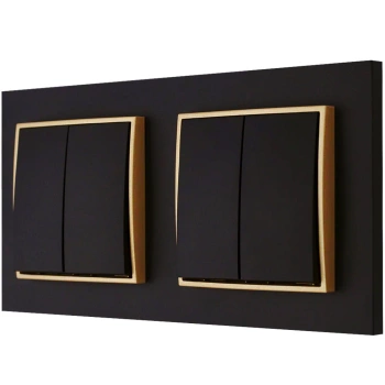 Włącznik światła Dwa podwójne kolor czarny mat/złoty