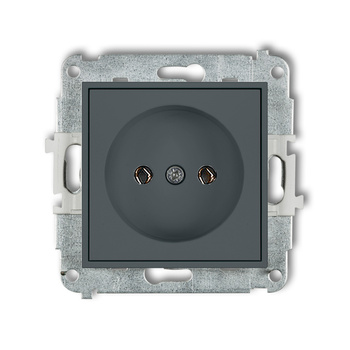 Mechanizm gniazda pojedynczego bez uziemienia 2P bez przesłon torów prądowych Karlik seria ICON 28IGP-1 kolor grafitowy mat