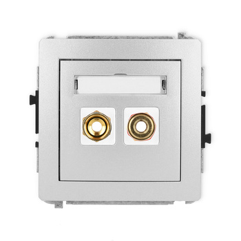 Mechanizm gniazda głośnikowego pojedynczego typu banan - czerwony i czarny, pozłacany, 4 mm2, skręcany Karlik seria DECO 7DGG-4 kolor srebrny metalik