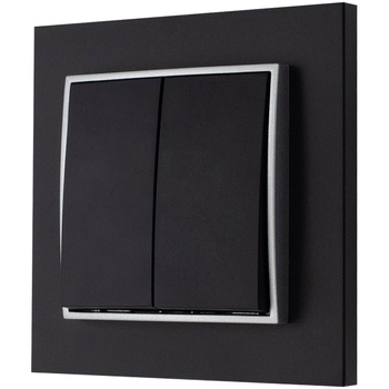 Włącznik podwójny z ramką karlik mini kolor czarny mat/srebrny