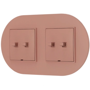 Dwa włączniki podwójne w stylu USA ramka okrągła seria Mini kolor łososiowy