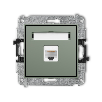 Mechanizm gniazda komputerowego pojedynczego 1xRJ45, kat. 6A, 8-stykowy Karlik seria MINI 61MGK-7 kolor szałwiowy