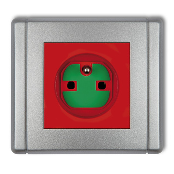 Gniazdo pojedyncze z uziemieniem 2P+Z DATA z kluczem Karlik seria FLEXI 7FGZK kolor czerwony