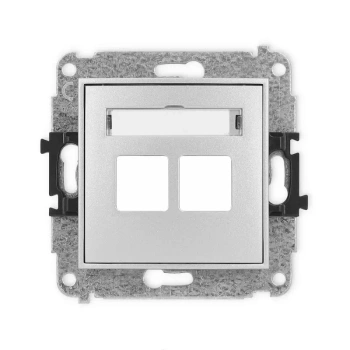 Mechanizm gniazda multimedialnego podwójnego bez modułu standard Keystone Karlik seria MINI 7MGM-2P kolor srebrny metalik