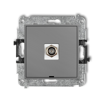 Mechanizm gniazda antenowego pojedynczego typu F SAT niklowany, bez pola opisowego Karlik seria MINI 27MGFBO-1 kolor szary mat