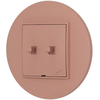 Włącznik schodowy podwójny w stylu USA ramka okrągła seria Mini kolor łososiowy