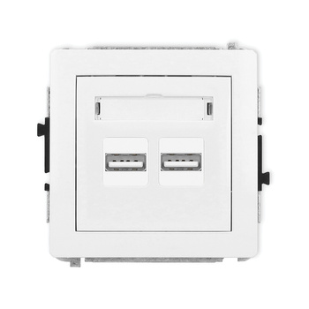 Mechanizm ładowarki USB podwójnej 2xUSB A, 15,5W max., 5V, 3.1A Karlik seria DECO 25DCUSB-6 kolor biały mat