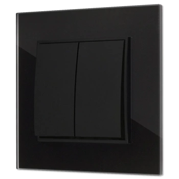 Włącznik podwójny z ramką kwadratową efekt szkła seria ICON kolor czarny
