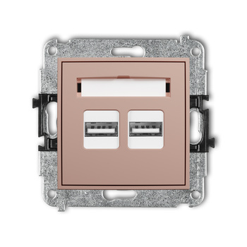 Mechanizm ładowarki USB podwójnej 2xUSB A, 15,5W max., 5V, 3.1A Karlik seria MINI 62MCUSB-6 kolor łososiowy