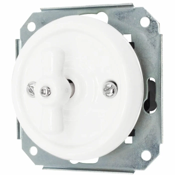 Łącznik podwójny obrotowy 'Retro ceramic' bez ramki, 10A-250V~, biały TG-RC-210XW