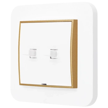 Włącznik podwójny w stylu USA ramka zaokrąglona seria Mini kolor biały/złoty