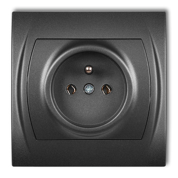 Gniazdo pojedyncze z uziemieniem 2P+Z bez przesłon torów prądowych Karlik seria LOGO 11LGP-1z kolor grafitowy