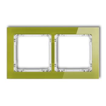 Ramka uniwersalna podwójna - efekt szkła ramka zielona; spód biały Karlik seria DECO 2-0-DRS-2 kolor zielony