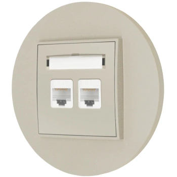 Gniazdo internetowe rj45 2x z ramką okrągłą seria MINI kolor taupe