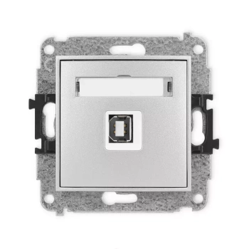 Mechanizm gniazda pojedynczego USB A-B 2.0 Karlik seria MINI 7MGUSB-3 kolor srebrny metalik