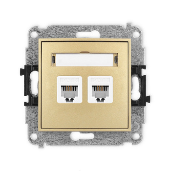 Mechanizm gniazda telefonicznego podwójnego 2xRJ11, 4-stykowy, beznarzędziowe Karlik seria ICON 29IGT-2 kolor złoty