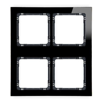 Ramka modułowa 4 krotna 2 poziom, 2 pion - efekt szkła ramka czarna; spód czarny Karlik seria DECO 12-12-DRSM-2x2 kolor czarny