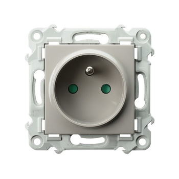 Gniazdo pojedyncze z uziemieniem z przesłonami torów prądowych seria SZAFIR kolor Kaszmirowy beż symbol GP-1ZZP/m/83