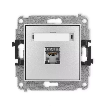 Mechanizm gniazda komputerowego pojedynczego 1xRJ45, kat. 5e, ekranowany, 8-stykowy Karlik seria MINI 7MGK-1e kolor srebrny metalik