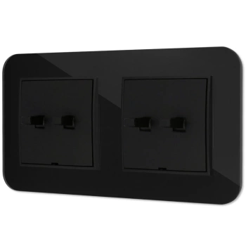 Dwa włączniki podwójne w stylu USA ramka zaokrąglona efekt szkła seria ICON kolor czarny