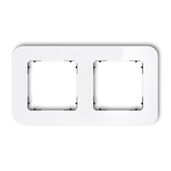 Ramka uniwersalna podwójna zaokrąglona - efekt szkła ramka: biała spód: czarny Karlik seria ICON 0-12-IRSZ-2 kolor biały