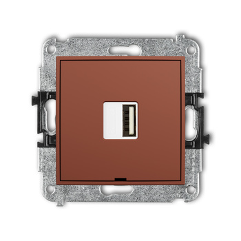 Mechanizm ładowarki USB pojedynczej USB A, 10W max., 5V, 2A, bez pola opisowego Karlik seria MINI 63MCUSBBO-3 kolor terakota