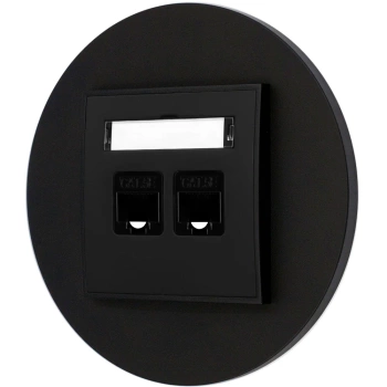 Gniazdo internetowe rj45 2x z ramką okrągłą seria MINI kolor czarny mat