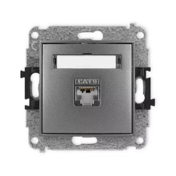 Mechanizm gniazda komputerowego pojedynczego 1xRJ45, kat. 6, ekranowany, 8-stykowy Karlik seria MINI 11MGK-5 kolor grafitowy