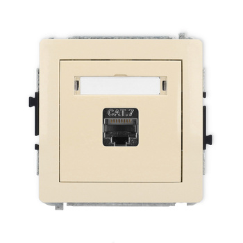 Mechanizm gniazda komputerowego pojedynczego 1xRJ45, kat. 7, ekranowany, 8-stykowy Karlik seria DECO 1DGK-9 kolor beżowy