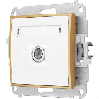 Gniazdo antenowe 1x bez ramki seria MINI kolor biały mat/złoty