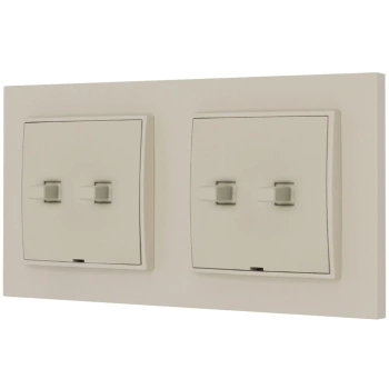 Dwa włączniki podwójne w stylu USA ramka kwadratowa seria Mini kolor taupe