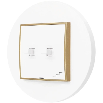 Włącznik schodowy podwójny w stylu USA ramka okrągła seria Mini kolor biały/złoty