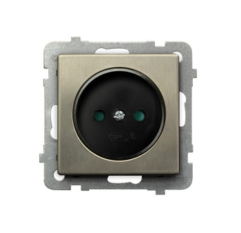 Gniazdo pojedyncze z przesłonami torów prądowych seria SONATA NOWE SREBRO kolor Nowe srebro symbol GP-1RMP/m/44