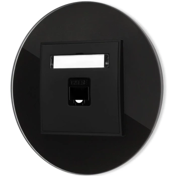 Gniazdo internetowe rj45 1x z ramką okrągłą efekt szkła seria ICON kolor czarny