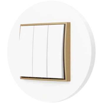 Włącznik potrójny z ramką okrągłą seria MINI kolor biały złoty