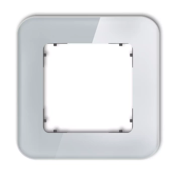 Ramka uniwersalna pojedyncza zaokrąglona - efekt szkła ramka: szara; spód: grafitowy mat Karlik seria ICON 15-28-IRSZ-1 kolor szary