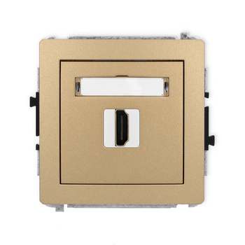 Mechanizm gniazda pojedynczego HDMI 2.0, 4K Karlik seria DECO 8DHDMI-3 kolor złoty metalik