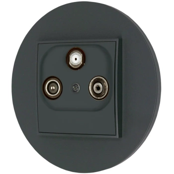 Gniazdo rtv-sat z ramką okrągłą seria MINI kolor grafitowy mat