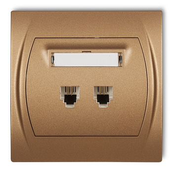 Gniazdo telefoniczne podwójne 2xRJ11, 4-stykowy Karlik seria LOGO 8LGT-2 kolor złoty metalik