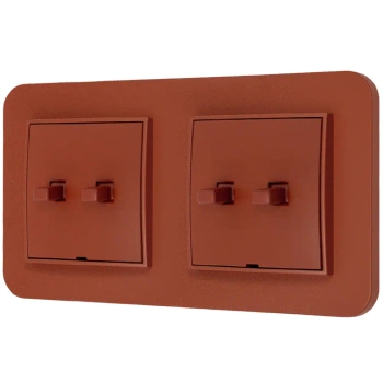 Dwa włączniki podwójne w stylu USA ramka zaokrąglona seria Mini kolor terakota