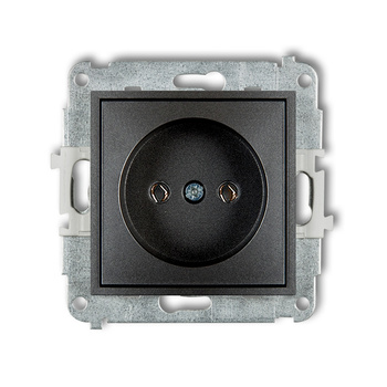 Mechanizm gniazda pojedynczego bez uziemienia 2P bez przesłon torów prądowych Karlik seria ICON 11IGP-1 kolor grafitowy