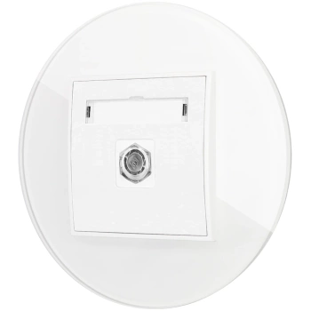 Gniazdo antenowe 1x z ramką okrągłą efekt szkła seria ICON kolor biały