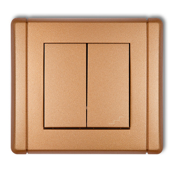 Łącznik jednobiegunowy ze schodowym wspólne zasilanie Karlik seria FLEXI 8FWP-10.1 kolor złoty metalik