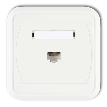 Gniazdo komputerowe pojedyncze 1xRJ45, kat. 5e, ekranowane, 8-stykowe Karlik seria LIZA GLK-1e kolor biały