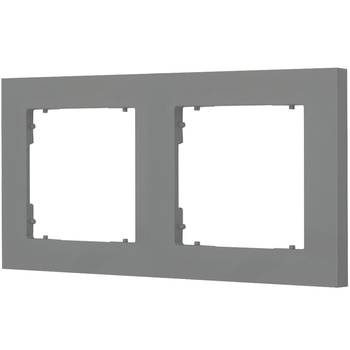 Ramka uniwersalna podwójna kwadratowa z tworzywa Karlik seria MINI 27MR-2 kolor szary mat